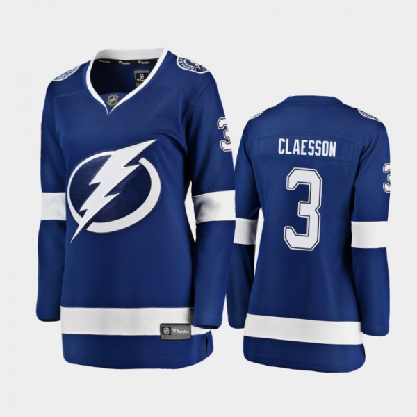 Women 2021 Tampa Bay Lightning Fredrik Claesson #3 Home Jersey - Blue