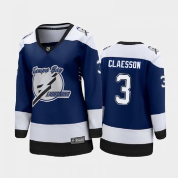 Women 2021 Tampa Bay Lightning Fredrik Claesson #3 Reverse Retro Jersey - Blue