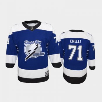 Youth Tampa Bay Lightning Anthony Cirelli #71 Reverse Retro 2020-21 Replica Blue Jersey