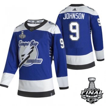 Men's Tampa Bay Lightning Tyler Johnson Reverse Retro Blue 2021 Stanley Cup Jersey