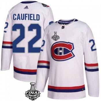 Men's Montreal Canadiens Cole Caufield White 100th 2021 Stanley Cup Jersey