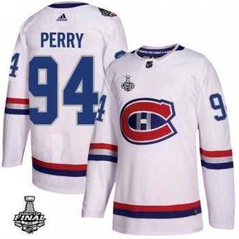 Men's Montreal Canadiens Corey Perry White 100th 2021 Stanley Cup Jersey