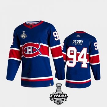 Men's Montreal Canadiens Corey Perry Reverse Retro Blue 2021 Stanley Cup Jersey