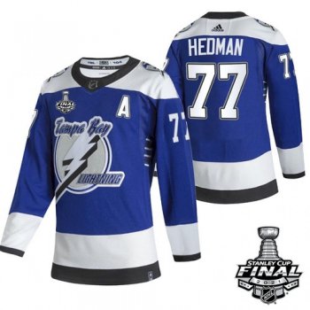 Men's Tampa Bay Lightning Victor Hedman Reverse Retro Blue 2021 Stanley Cup Jersey