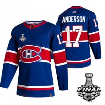 Men Montreal Canadiens Josh Anderson Reverse Retro Blue 2021 Stanley Cup Jersey