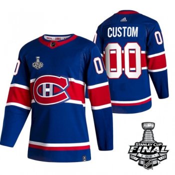 Custom Men's Montreal Canadiens #00 Reverse Retro Blue 2021 Stanley Cup Jersey