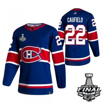 Men's Montreal Canadiens Cole Caufield Reverse Retro Blue 2021 Stanley Cup Jersey