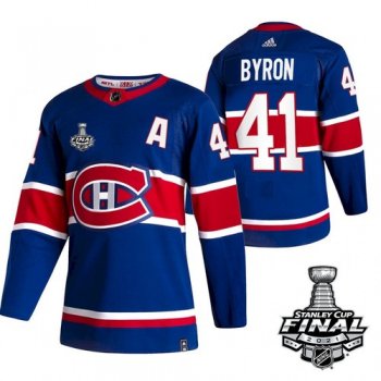 Men's Montreal Canadiens Paul Byron Reverse Retro Blue 2021 Stanley Cup Jersey