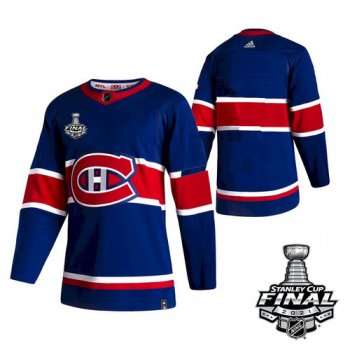 Men's Montreal Canadiens Team Reverse Retro Blue 2021 Stanley Cup Jersey