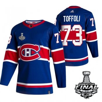 Men's Montreal Canadiens Tyler Toffoli Reverse Retro Blue 2021 Stanley Cup Jersey