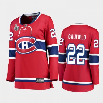 Women Montreal Canadiens Cole Caufield #22 2021 Stanley Cup Final Home Jersey - Red