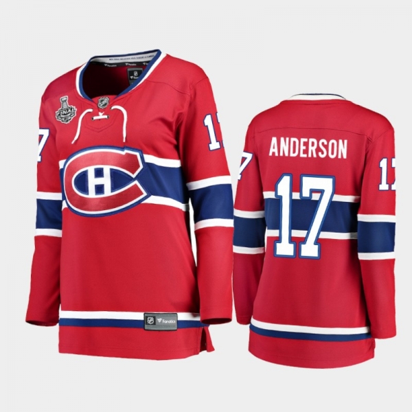 Women Montreal Canadiens Josh Anderson #17 2021 Stanley Cup Final Home Jersey - Red