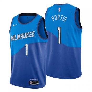 2020-21 Milwaukee Bucks Swingman Jersey Bobby Portis No. 9 City Edition Blue