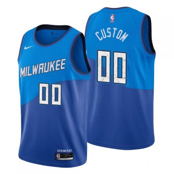 2020-21 Milwaukee Bucks Swingman Jersey Custom No. 00 City Edition Blue