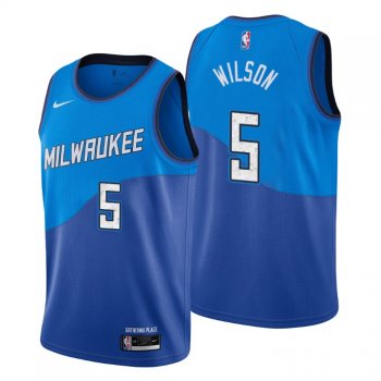 2020-21 Milwaukee Bucks Swingman Jersey D. J. Wilson No. 5 City Edition Blue