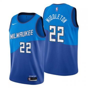 2020-21 Milwaukee Bucks Swingman Jersey Khris Middleton No. 22 City Edition Blue