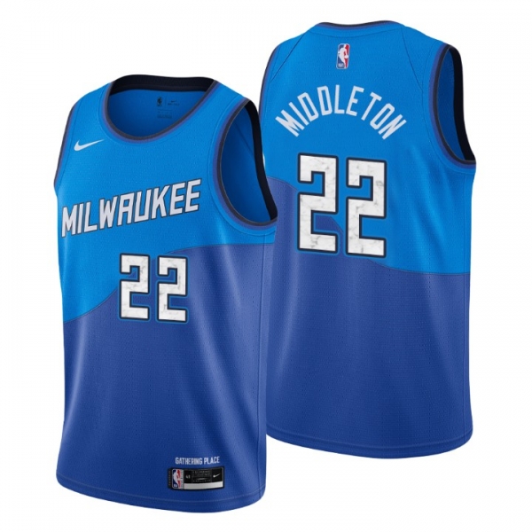 2020-21 Milwaukee Bucks Swingman Jersey Khris Middleton No. 22 City Edition Blue