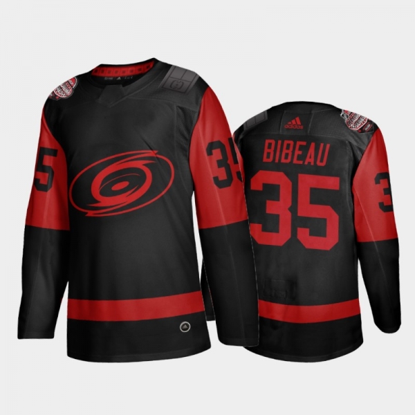 Men Carolina Hurricanes Antoine Bibeau #35 2021 Stadium Series Black Jersey