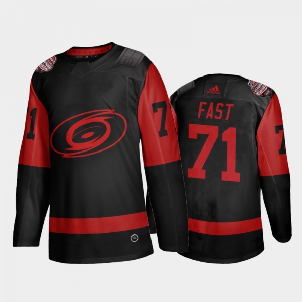 Men Carolina Hurricanes Jesper Fast #71 2021 Stadium Series Black Jersey