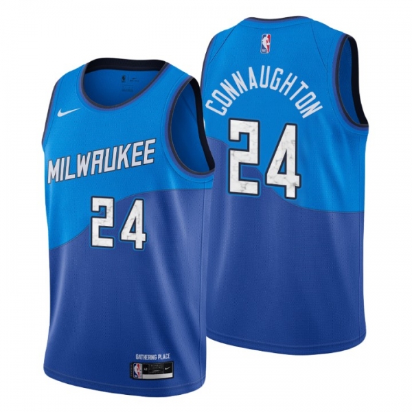 2020-21 Milwaukee Bucks Swingman Jersey Pat Connaughton No. 24 City Edition Blue