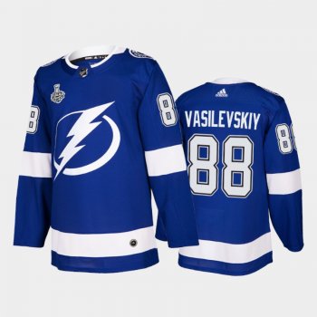 Men Tampa Bay Lightning Andrei Vasilevskiy #88 2021 Stanley Cup Final Blue Authentic Jersey