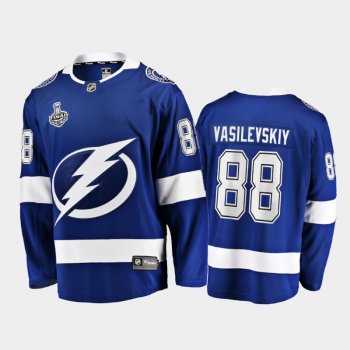 Men Tampa Bay Lightning Andrei Vasilevskiy #88 2021 Stanley Cup Final Blue Home Jersey