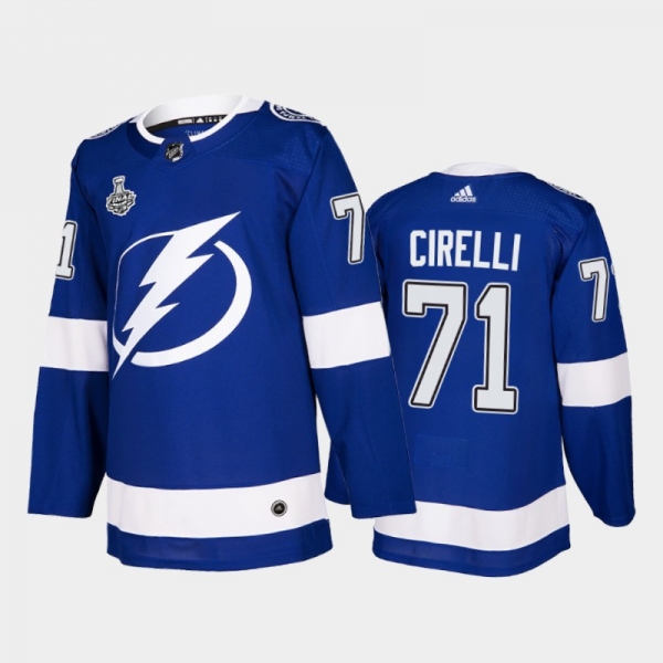 Men Tampa Bay Lightning Anthony Cirelli #71 2021 Stanley Cup Final Blue Authentic Jersey