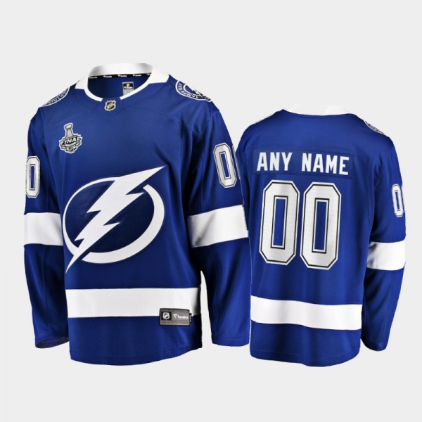 Men Tampa Bay Lightning Custom #00 2021 Stanley Cup Final Blue Home Jersey