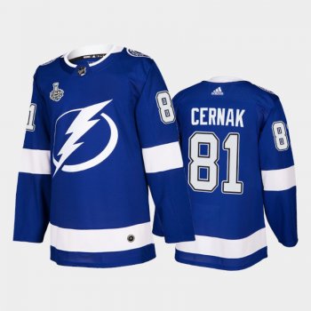 Men Tampa Bay Lightning Erik Cernak #81 2021 Stanley Cup Final Blue Authentic Jersey