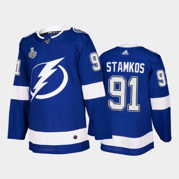 Men Tampa Bay Lightning Steven Stamkos #91 2021 Stanley Cup Final Blue Authentic Jersey