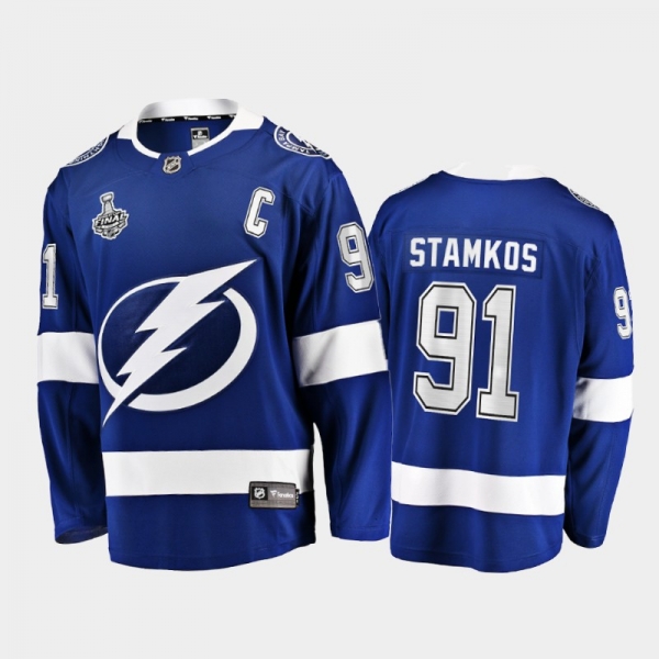 Men Tampa Bay Lightning Steven Stamkos #91 2021 Stanley Cup Final Blue Home Jersey