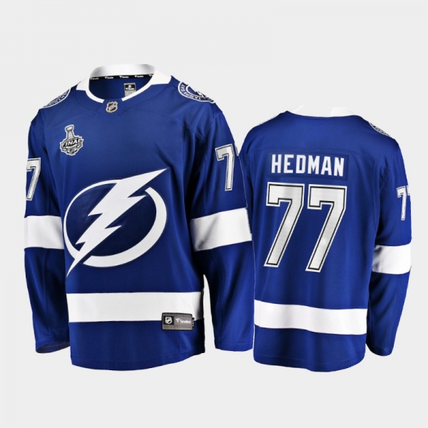 Men Tampa Bay Lightning Victor Hedman #77 2021 Stanley Cup Final Blue Home Jersey