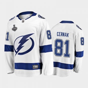 Tampa Bay Lightning #81 Erik Cernak 2021 Stanley Cup Final White Away Jersey