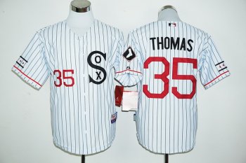 MLB Chicago White Sox 35 Frank Thomas White with Red Number Men Jersey