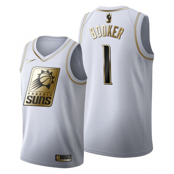 Devin Booker #1 Phoenix Suns Golden Edition White Jersey