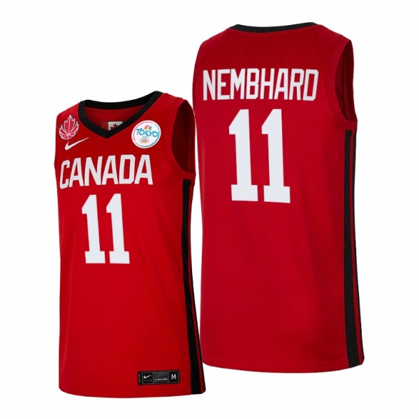 Canada Basketball #11 Andrew Nembhard Red 2021 Tokyo Olympics Jersey Senior