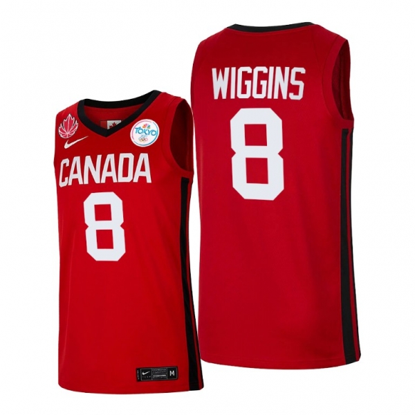 Canada Basketball #8 Andrew Wiggins Red 2021 Tokyo Olympics Jersey Senior