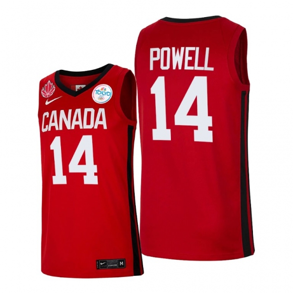 Canada Basketball #14 Dwight Powell Red 2021 Tokyo Olympics Jersey Senior