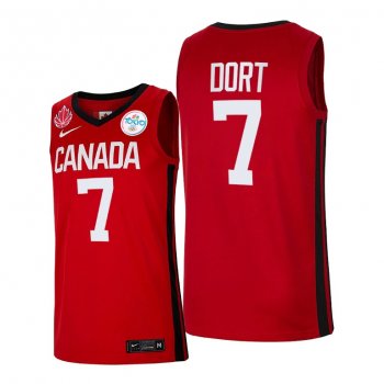 Canada Basketball #7 Luguentz Dort Red 2021 Tokyo Olympics Jersey Senior