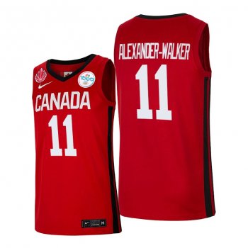 Canada Basketball #11 Nickeil Alexander-Walker Red 2021 Tokyo Olympics Jersey Senior