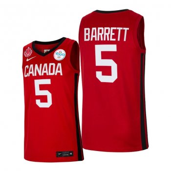 Canada Basketball #5 R.J. Barrett Red 2021 Tokyo Olympics Jersey Senior