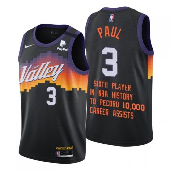 Phoenix Suns Chris Paul No. 3 Special Commemoration 6th Player in NBA History Black Jersey