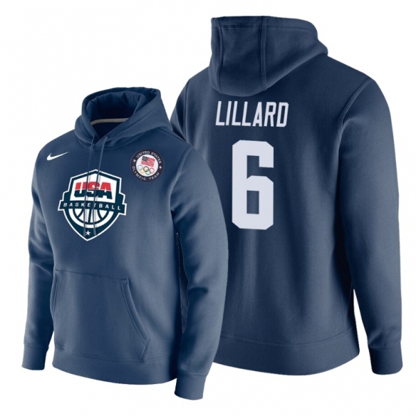 Damian Lillard USA Basketball #6 2021 Tokyo Olympics Navy Hoodie