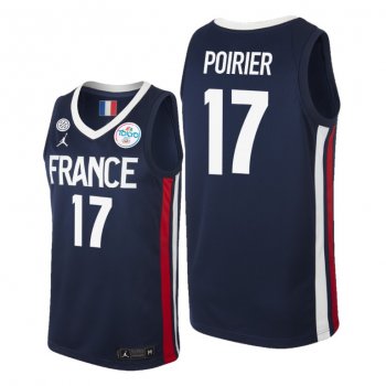 France Basketball #17 Vincent Poirier Blue 2021 Tokyo Olympics Jersey Away