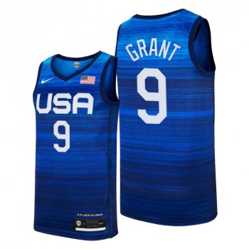 USA Basketball #9 Jerami Grant Blue 2021 Tokyo Olympics Jersey