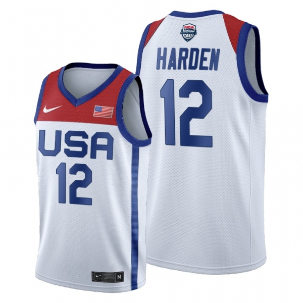 USA Basketball #12 James Harden White 2021 Tokyo Olympics Jersey