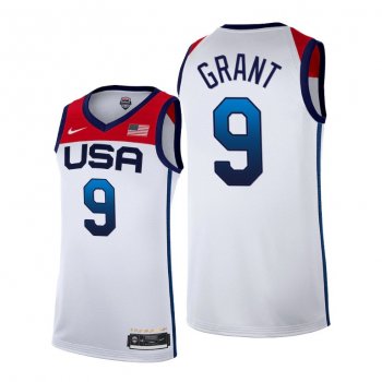 USA Basketball #9 Jerami Grant White 2021 Tokyo Olympics Jersey