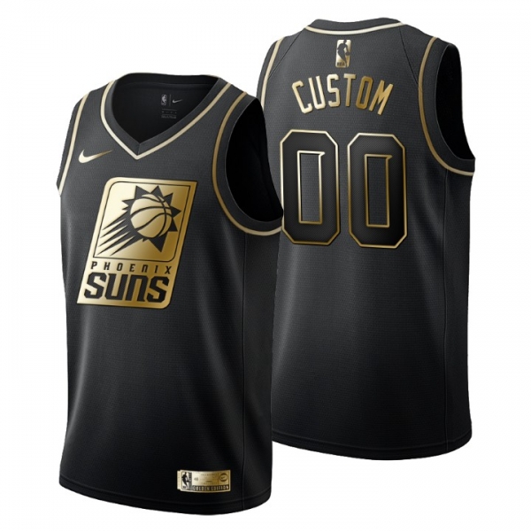 Men's Phoenix Suns #00 Custom Golden Edition Black Fashion Jersey