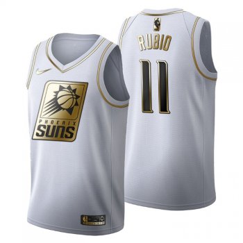 Men's Phoenix Suns #11 Ricky Rubio Golden Edition White Fashion Jersey