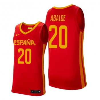 Alberto Abalde #20 Spain Basketball 2021 Tokyo Olympics Red Jersey Away